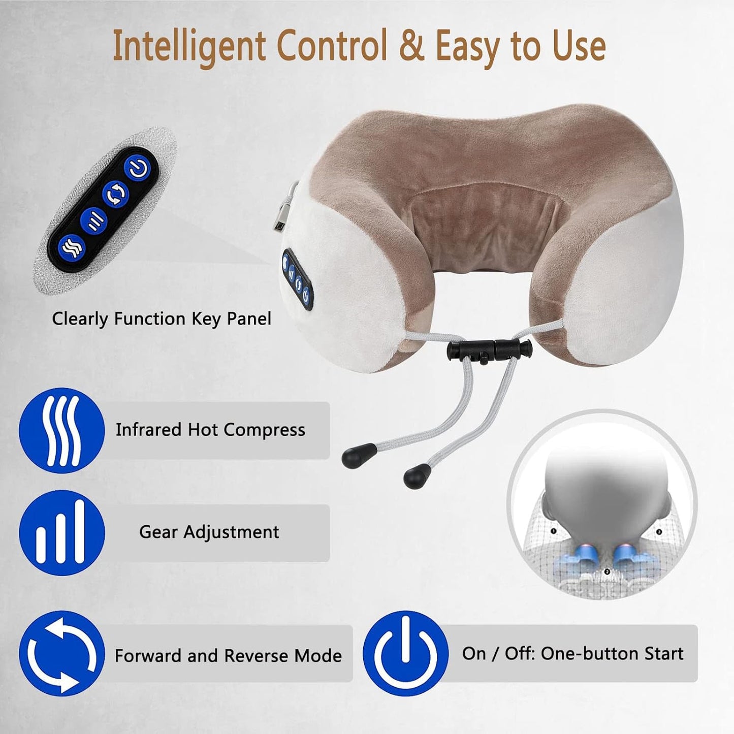 Electric Neck Massager Portable Rechargeable Pain Relief