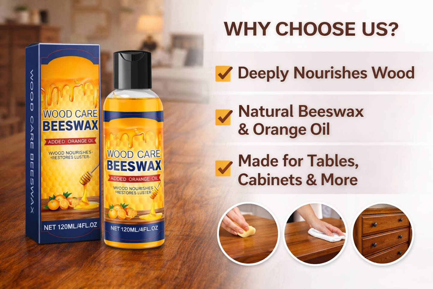 🔥Natural Beeswax & Orange Oil Wood Conditioner🔥