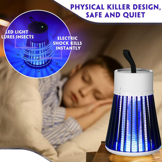 Rechargeable USB Mosquito Killer Lamp Silent UV Bug Zapper, Safe & Chemical Free